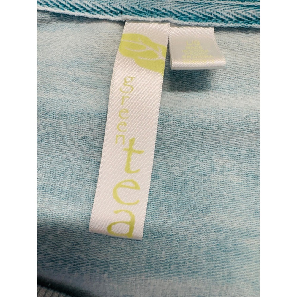 Green Tea Aqua Blue Lightweight Sweatshirt Womens L Lounge Athleisure Pullover - Picture 5 of 9